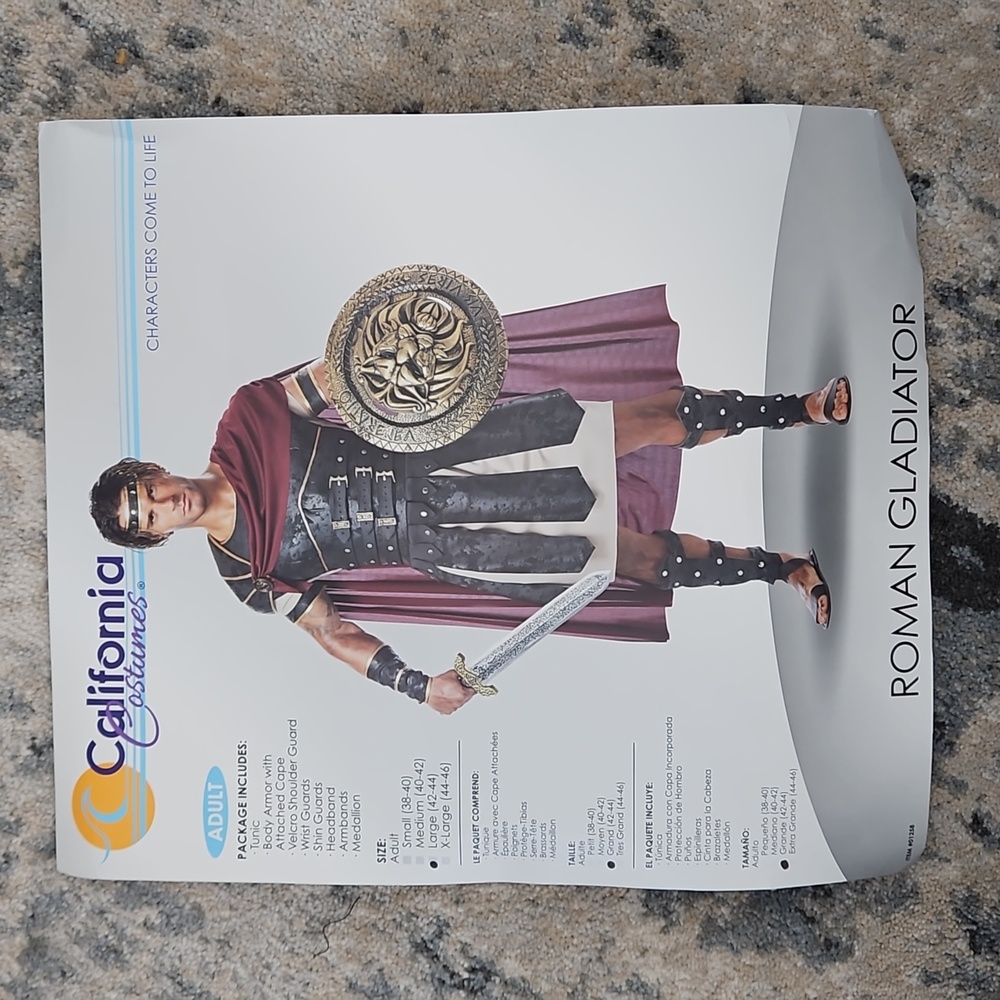 Roman gladiator men's costume